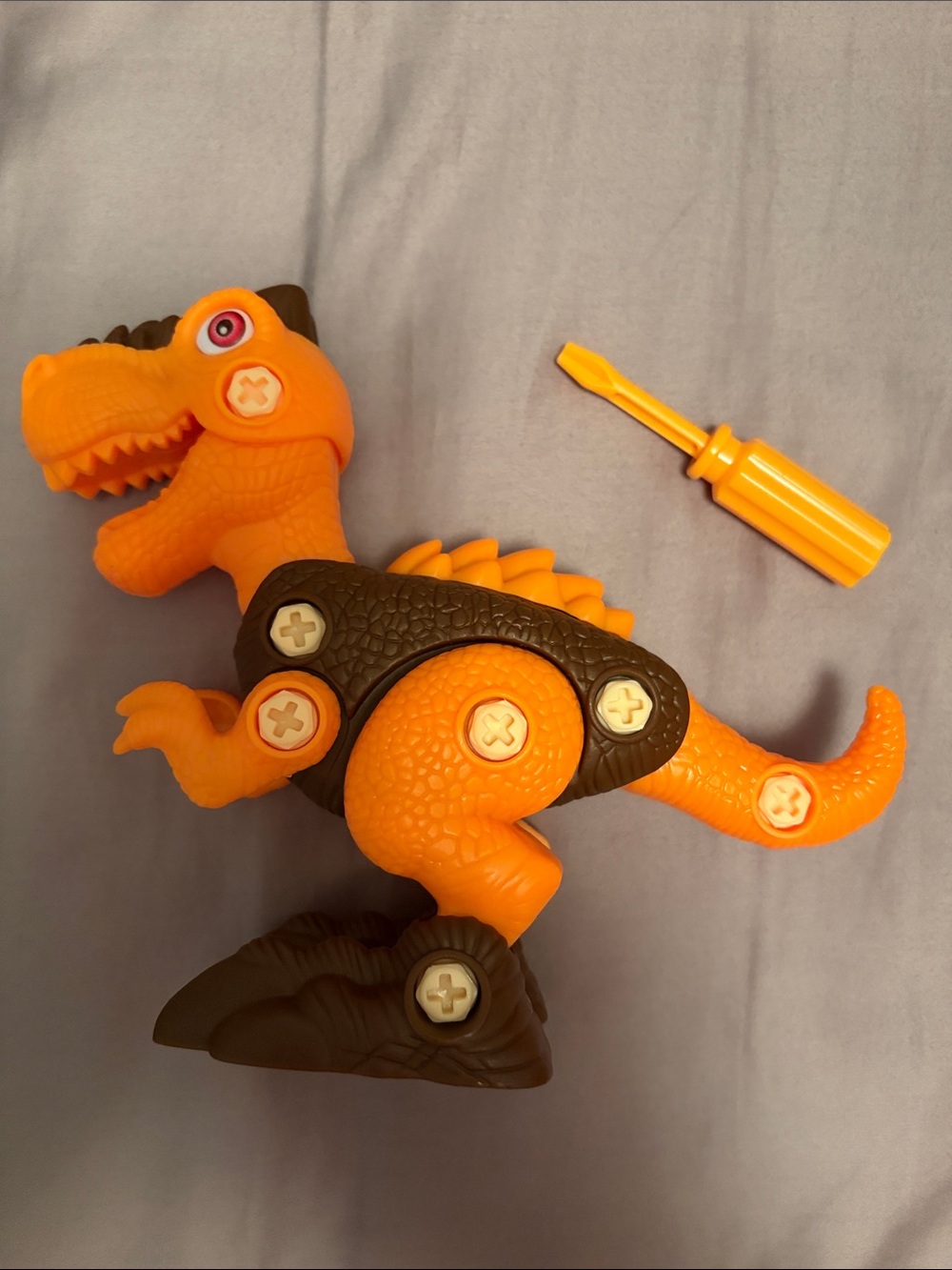 Orange & Brown Buildable Dino Toy with Tool - Kids Toys